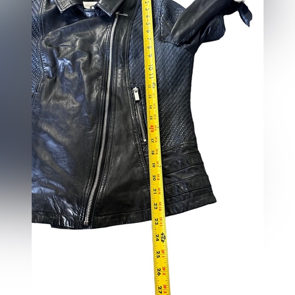 D73 Black Leather Biker Jacket Woven Leather Women’s Size M - Picture 7 of 15